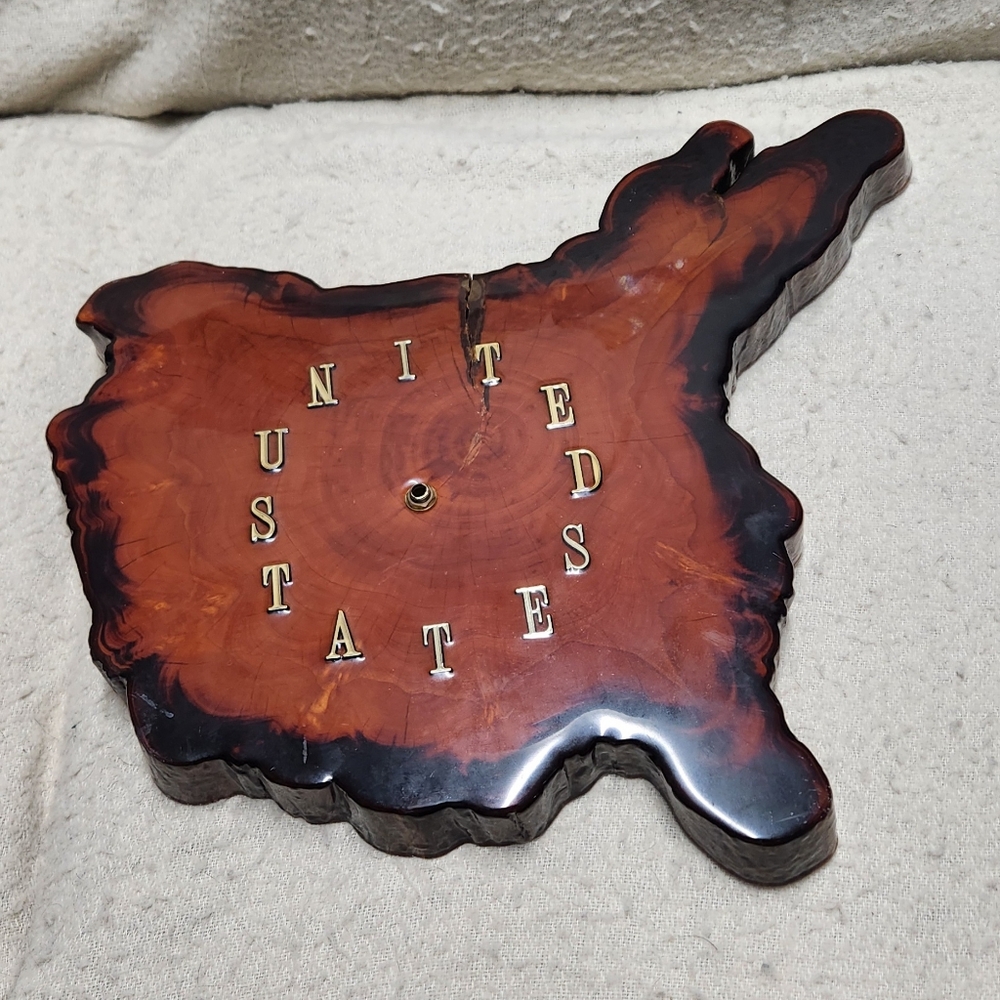 Epoxy pour wood slab clock United States of America natural